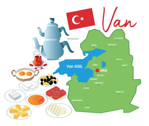 Vector illustration of Van City  and Breakfast