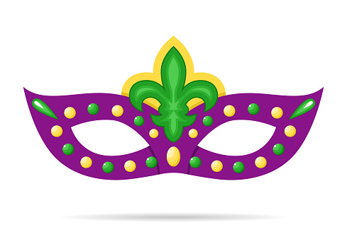 Vector Mardi Gras cartoon purple mask on white