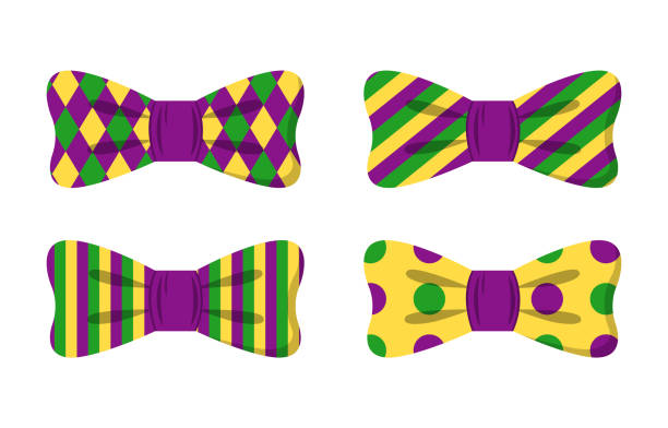 istock Vector carton tie bow collection. Mardi Gras accessories for costume isolated on white background 1444218487