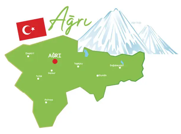 Vector illustration of Ağrı City Map