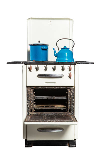 istock Old vintage gas stove over white background 1444225161