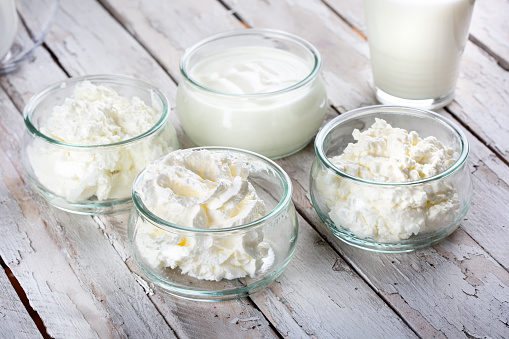 Dairy products - milk, cream, yoghurt, cottage cheese and curd
