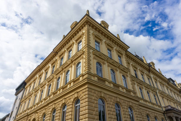 istock Perspective of Maribor University from corner under the cloudy sky 1444233231