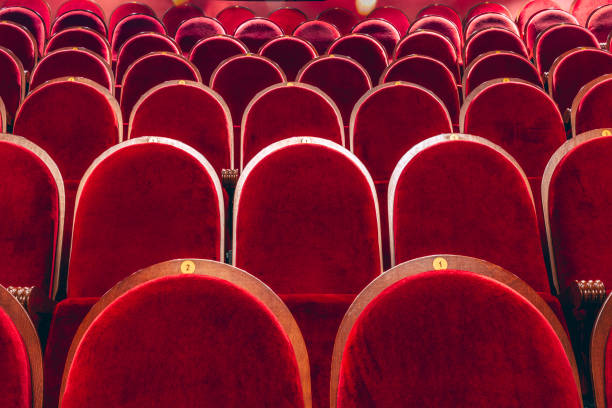 istock Seats at the opera. Classic red velvet for stage art. 1444234078