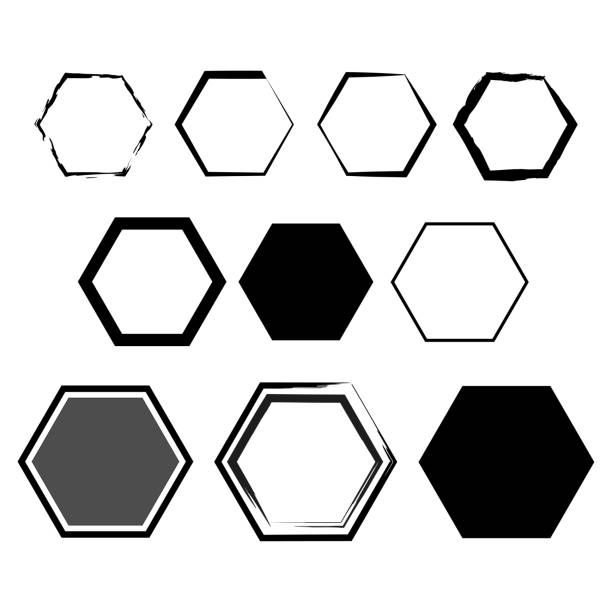 brush hexagons on white background. Design element. hexagon frame set. Vector illustration. stock image. brush hexagons on white background. Design element. hexagon frame set. Vector illustration. stock image. EPS 10. hexagon stock illustrations