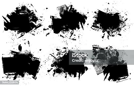 istock Black grunge textured background vector illustration 1444235974