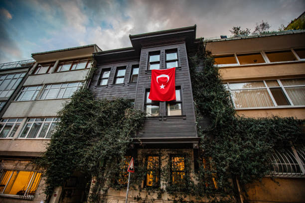 Turkish Flag hanging from a building window