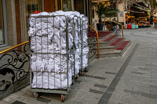 Replacement Hotel towels in the Istanbul streets