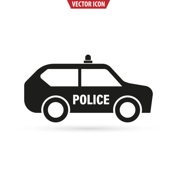 Police icon in trendy flat design. Car icon. Isolated vector illustration Car icon. Isolated vector illustration police station canada stock illustrations