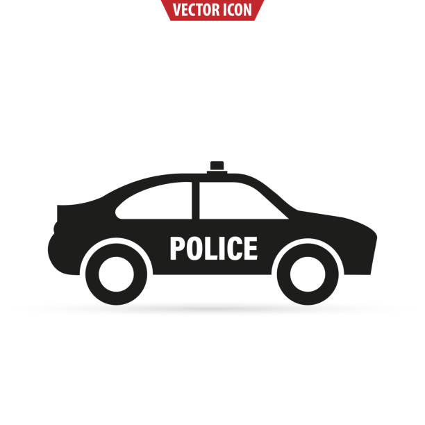 Police icon in trendy flat design. Car icon. Isolated vector illustration Car icon. Police icon in trendy flat design. police station canada stock illustrations