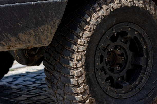 istock Dirty off road tire 1444242397