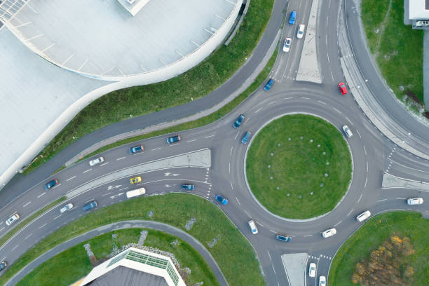 istock Traffic at a city roundabout 1444243910