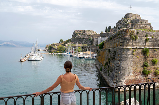 Fort and marina in Old Town Corfu. Top travel destinations in Greece.