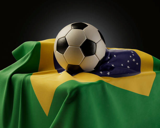 istock Soccer Ball And Brazil Flag 1444246615
