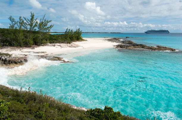 istock Half Moon Cay Waves And A Cruise Ship 1444248556