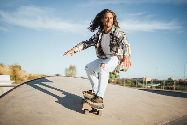 istock Man riding his skateboard on a ramp 1444251116