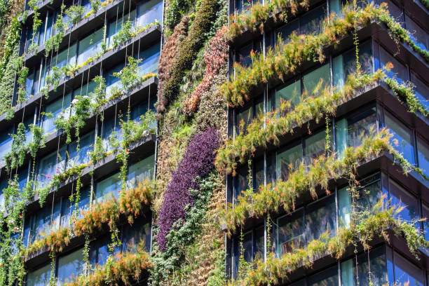 istock Closeup apartment building with vertical gardens 1444253243