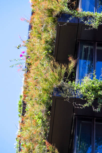 istock Closeup apartment building with vertical gardens 1444254849