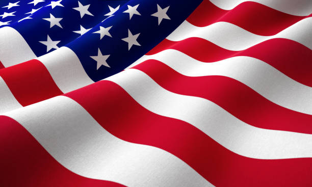 american flag wave close up for memorial day or 4th of july. 3d render - american presidents imagens e fotografias de stock