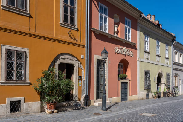 ブダペストのブダ部分にある伝統的なカラフルな家 - buda ストックフォトと画像