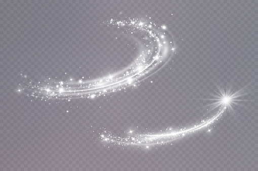 Magic spiral with sparkles.White light effect.Glitter particles with lines.Swirl effect