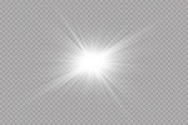 ilustraciones, imágenes clip art, dibujos animados e iconos de stock de destellos blancos. estrella brillante. estallido de resplandor. rayos del sol sobre un fondo transparente. - ray