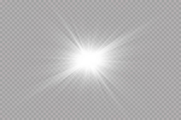 White sparkles.Bright star.Glow burst.Rays of the sun on a transparent background. White sparkles.Bright star.Glow burst.Rays of the sun on a transparent background vector sun stock illustrations