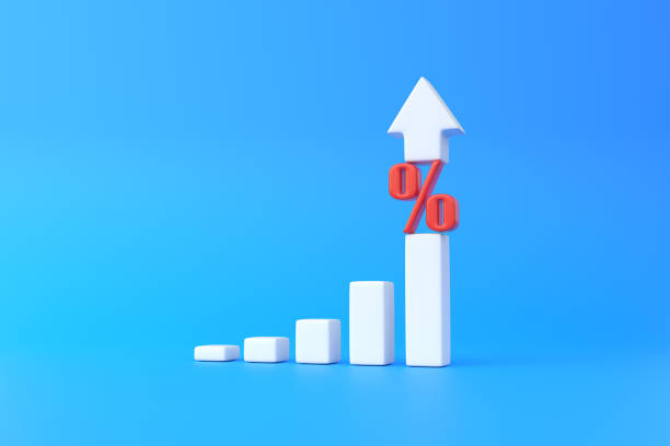 istock Financial graph and percentage on a blue background 1444270050