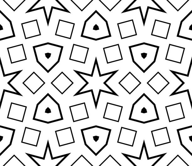 Abstract halftone hexagon, triangle seamless pattern. Geo shape background. Abstract halftone hexagon, triangle seamless pattern. Geo shape background. Mosaic, tile of thin line ornament. drawing of a shape octagon stock illustrations