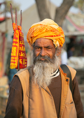 Portrait of a senior indian man on his village.