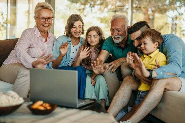 istock Multigeneration family video call 1444281495