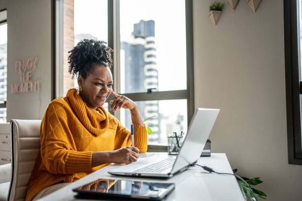 istock Black woman working from home office 1444291494