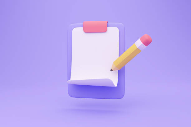 istock 3D report paper clipboard. Note paper for checklist notes. 3D illustration. 1444296617