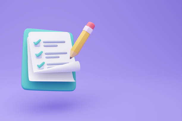 istock 3D report paper clipboard. Note paper for checklist notes. 3D illustration. 1444296642