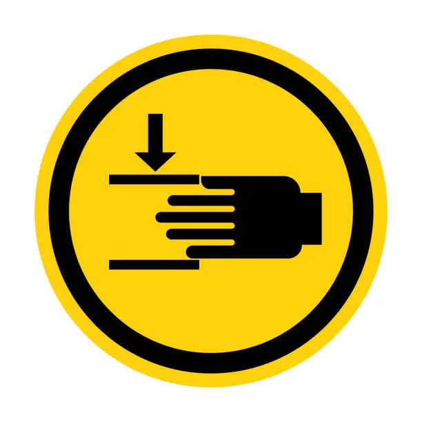 Vector illustration of Crush hazard Mind your hands Sign