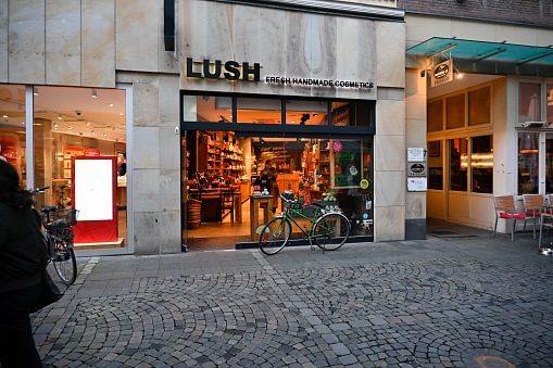 Münster, Germany, October 18, 2022 - Lush Store for Fresh Handmade Cosmetics in the Salzstraße in Münster.