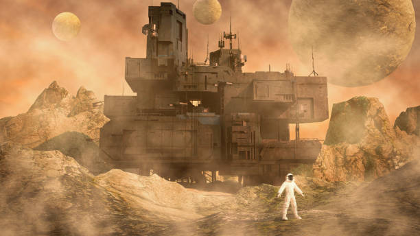 istock Futuristic advanced research laboratory for exploring another planet. Science fiction scene 1444316003