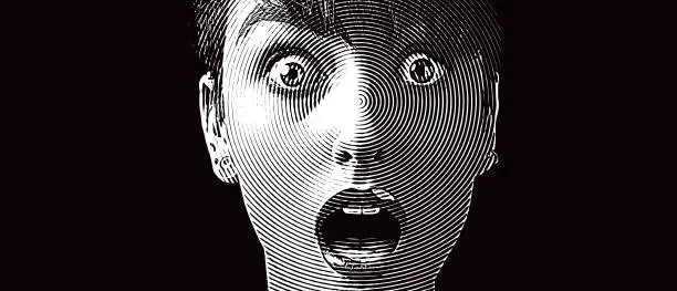 Vector illustration of Woman with shocked facial expression