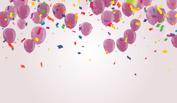 istock birthday, anniversary, celebration, event design. Vector illustration. style summer festival background with colorful air balloons and garlands. 1444323587
