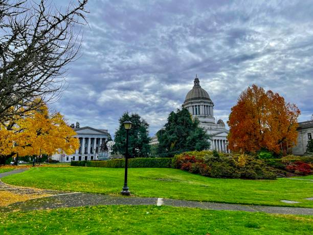 워싱턴 주 의사당 입법부 건물 - 올림피아, 워싱턴 - washington state olympia state capital 뉴스 사진 이미지