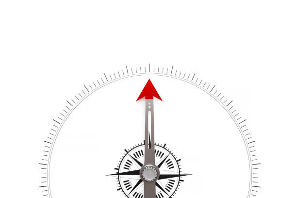 compass, measuring scale Top pointing with space to add text on white background. Business ideas, and strategy design for you.