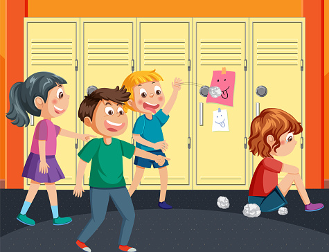 Kids bullying their friend at school illustration