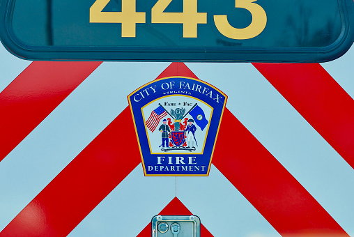 Fairfax, Virginia, USA - February 12, 2016: Close-up image of the City of Fairfax Fire Department’s 443 Battalion Chief’s vehicle at an incident.