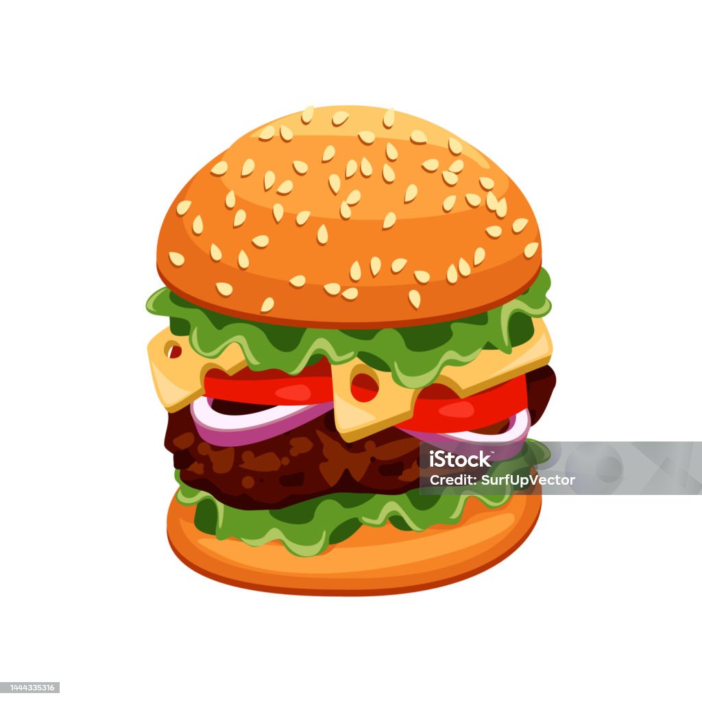 Minh Họa Hoạt Hình Hamburger Thực Tế Hình minh họa Sẵn có - Tải ...