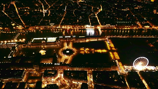 The Trocadero, site of the Palais de Chaillot, is an area of Paris, France. Aerial view of Trocadero as seen from the Eiffel Tower with \