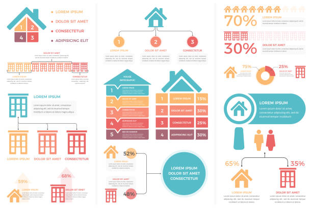 illustrazioni stock, clip art, cartoni animati e icone di tendenza di casa infografiche - house numbering