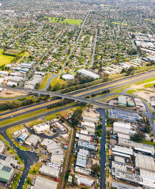 istock Highway bridge and cityscape aerial 1444340392