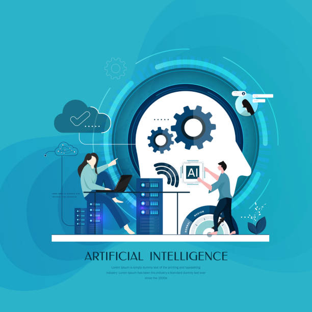 ilustraciones, imágenes clip art, dibujos animados e iconos de stock de diseño conceptual de inteligencia artificial con cara - artificial intelligence