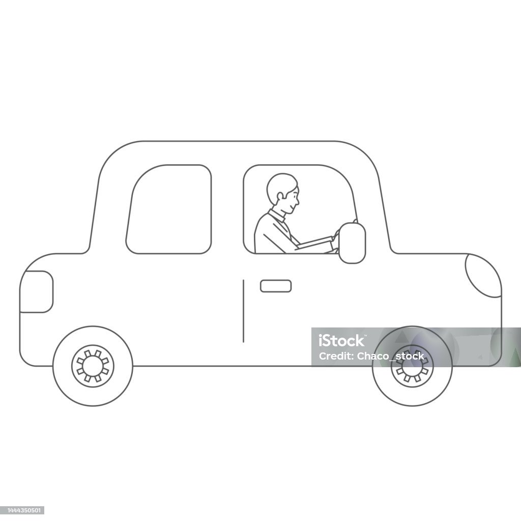 Driver Picture Draw Male Driver Driving A Private Car Stock Illustration - Download Image ...