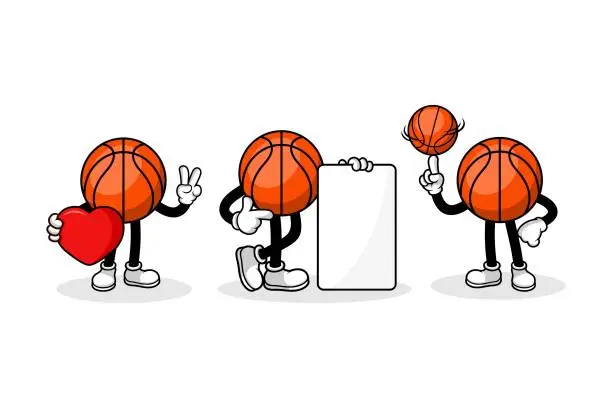 Vector illustration of Basketball cartoon character design collection